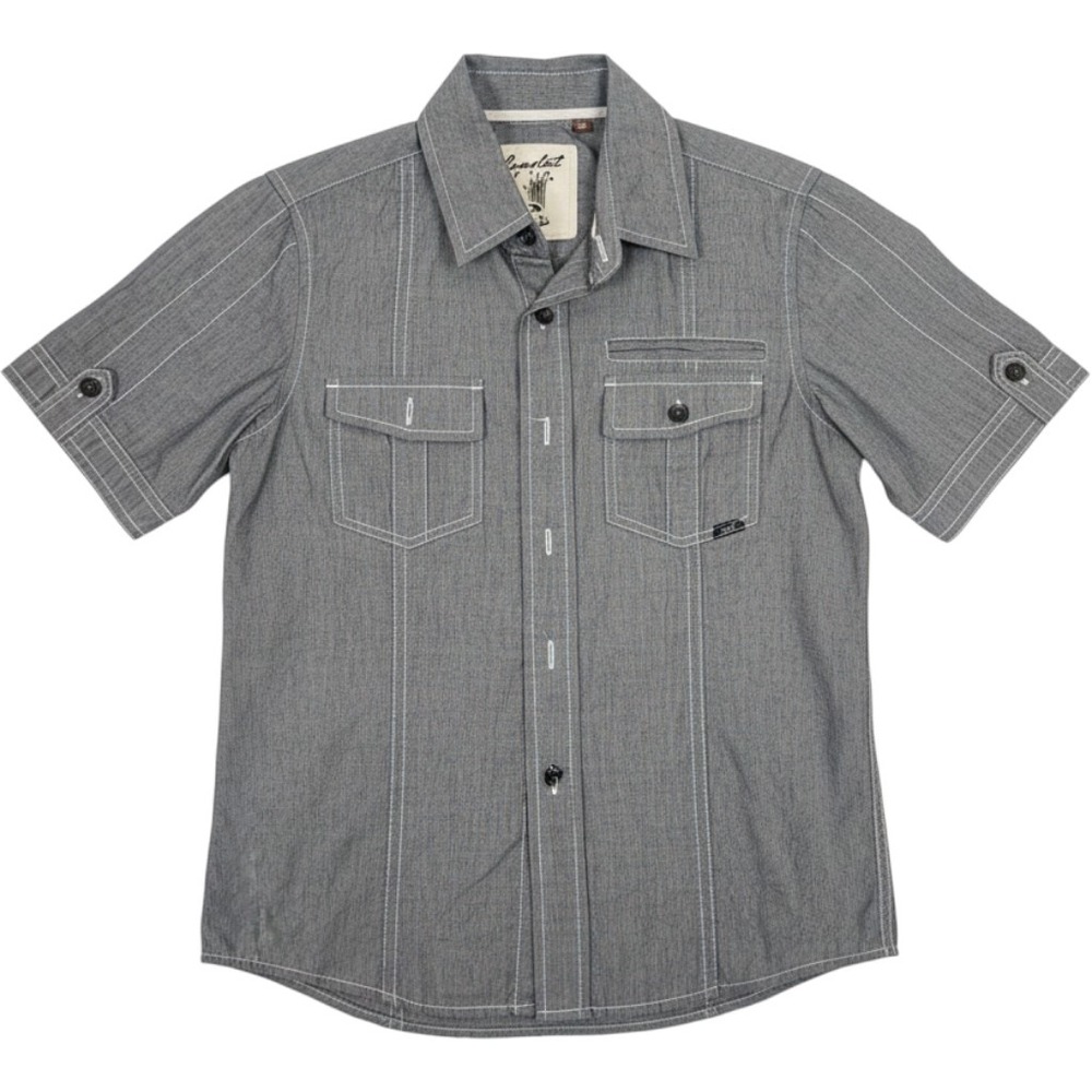 Coastal Kids Gray Short Sleeve Button Down Shirt Skate Shirt  Pockets Small